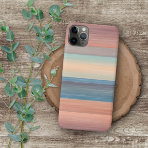 Teal Turquoise Blue Orange Watercolor Stripes iPhone 11 Pro Max Case