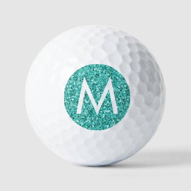 Teal Turquoise Blue Personalised Initial  Golf Balls (Front)