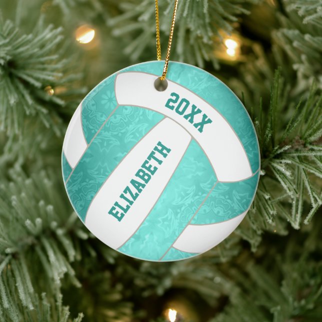 teal turquoise colourful girly volleyball ceramic tree decoration (Tree)