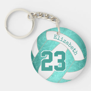 teal turquoise colourful girly volleyball key ring