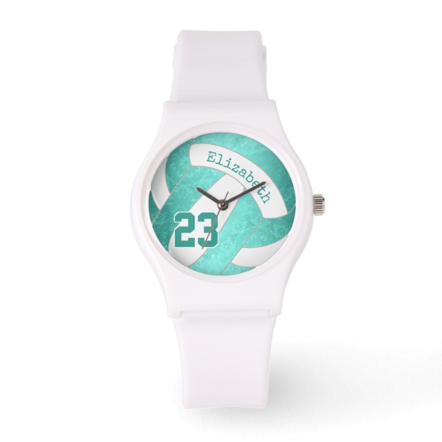 teal turquoise colourful girly volleyball watch (Front)