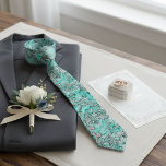 Teal Turquoise Faux Silver Minerals Agate Pattern Tie<br><div class="desc">Unique neck tie with contemporary teal blue green, aqua turquoise and faux silver coloured agate minerals pattern. Ornate, funky, modern and whimsical hipster design for the artistic or artsy hip trend setter, vintage retro, nouveau deco art style or abstract graphic digital geometric motif lover. Unique, pretty, decorative, fashionable and trendy...</div>