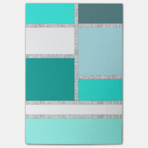 Teal & Turquoise Geometric Blocks Post-it Notes