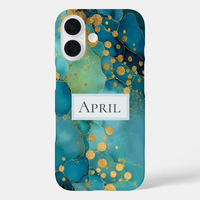 Teal, Turquoise & Gold Marble  Case-Mate iPhone Case (Back)