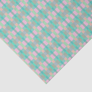 Teal Turquoise Green Blue Pink Pattern Neck Tie Tissue Paper