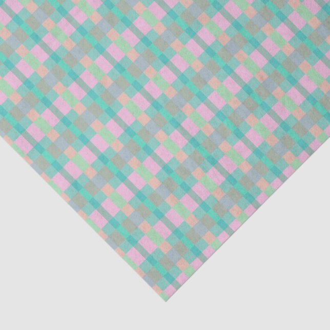 Teal Turquoise Green Blue Pink Pattern Neck Tie Tissue Paper (Detail)