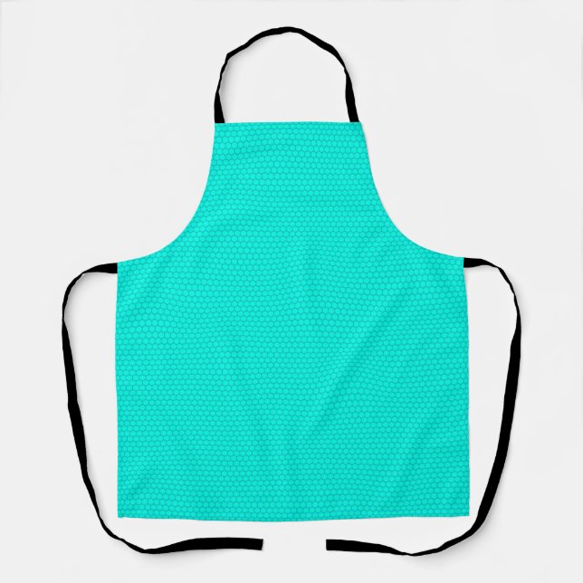 Teal Turquoise Hexagon Pattern Apron (Front)
