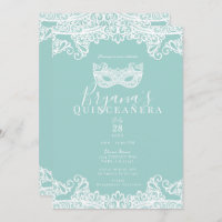 Teal Turquoise Lace Masquerade 15th Quinceañera  