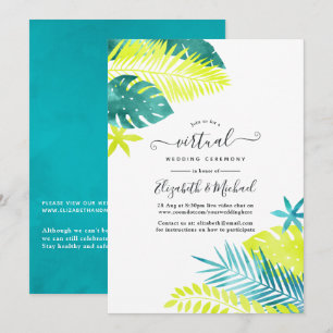Teal - Turquoise & Lemon Tropical Virtual Wedding Invitation