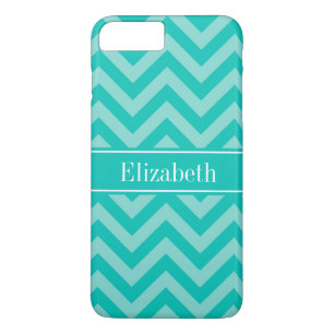Teal Turquoise LG Chevron Teal Name Monogram iPhone 8 Plus/7 Plus Case
