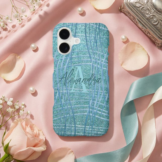 Teal Turquoise Metallic Glitter Modern Glam Luxury (Creator Uploaded)