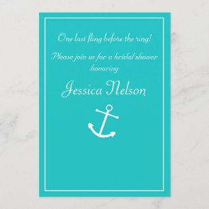 Teal Turquoise Nautical Anchor Invitations