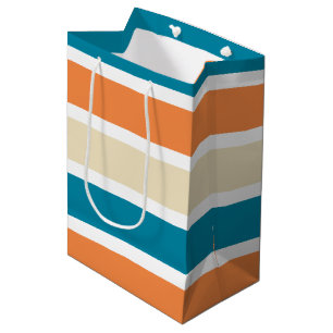 Teal Turquoise Orange Colour Block Medium Gift Bag