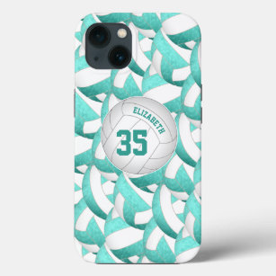 teal turquoise personalised girls volleyball Case-Mate iPhone case