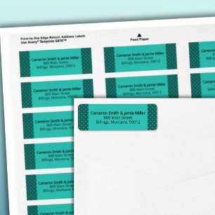 Teal Turquoise Polka Dots Return Address