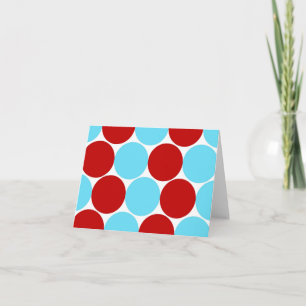 Teal Turquoise Red Big Polka Dots Pattern Gifts Card
