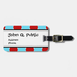 Teal Turquoise Red Big Polka Dots Pattern Gifts Luggage Tag