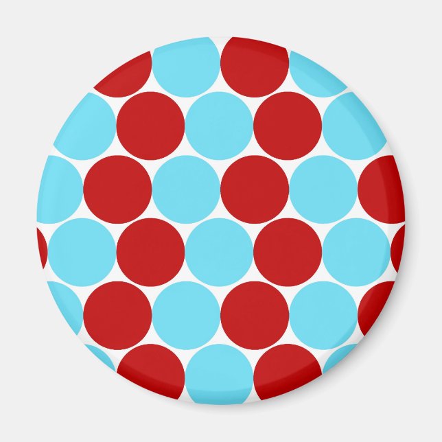 Teal Turquoise Red Big Polka Dots Pattern Gifts Magnet (Front)