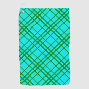 Teal Turquoise Tartan Plaid Pattern Design Golf Towel