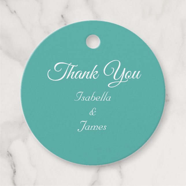 Teal Turquoise Thank You Favour Tags (Front)