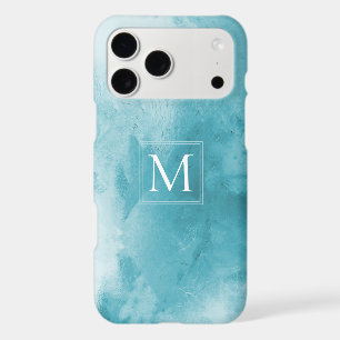 Teal Turquoise Watercolor Marble Monogram