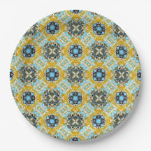 Teal, Turquoise, Yellow, & Grey Gemstones Pattern