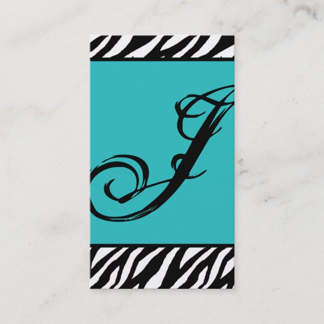 Teal Turquoise Zebra Print Pattern Business Card (Front)