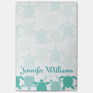Teal Turtle Pattern Add Your Name Post-it Notes