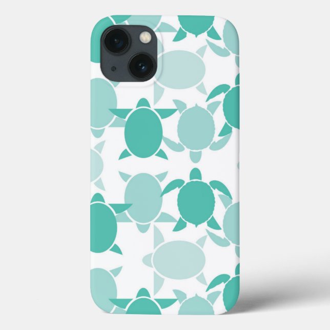 Teal Turtle Pattern Case-Mate iPhone Case (Back)