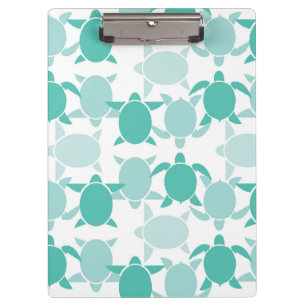 Teal Turtle Pattern Clipboard