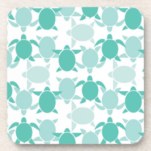 Teal Turtle Pattern Coaster