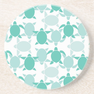 Teal Turtle Pattern Coaster