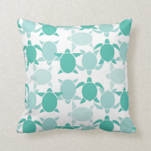 Teal Turtle Pattern Cushion