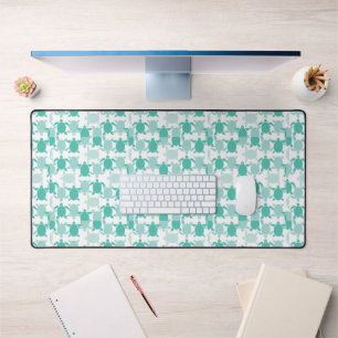 Teal Turtle Pattern Desk Mat