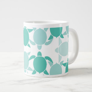 Teal Turtle Pattern Large Coffee Mug