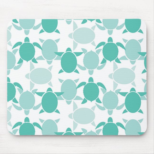 Teal Turtle Pattern Mouse Mat (Front)