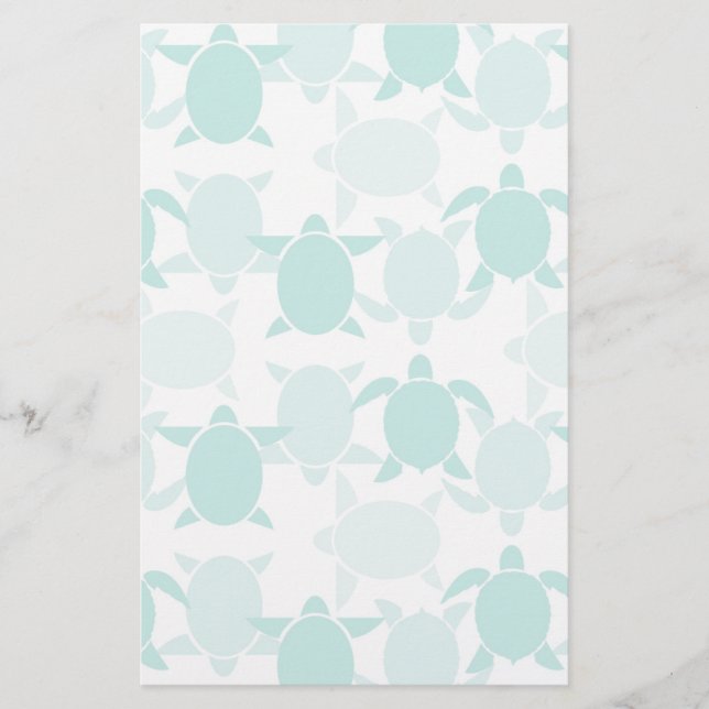 Teal Turtle Pattern Stationery (Front)