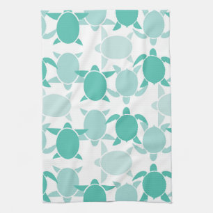 Teal Turtle Pattern Tea Towel