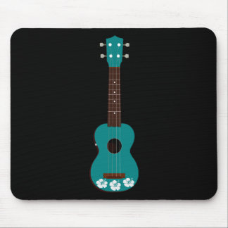 teal ukulele hibiscus design mouse mat