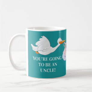 Teal Uncle Pregnancy Announcement Stork Baby Coffee Mug