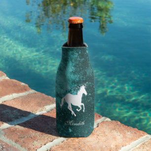 Teal Unicorn Personalised Bottle Cooler
