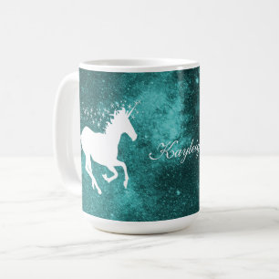 Teal Unicorn Personalised Coffee Mug