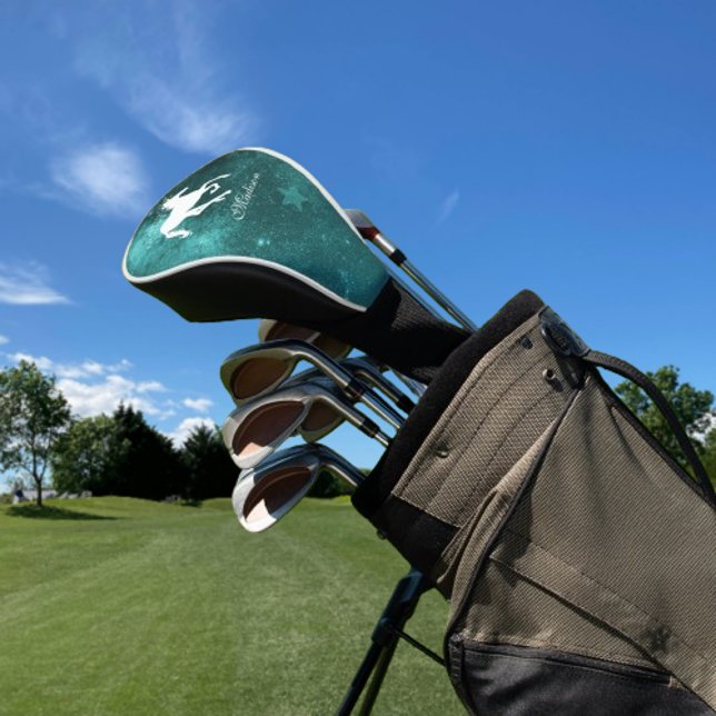 Teal Unicorn Personalised Golf Head Cover (Teal Unicorn Personalized Golf Head Cover)