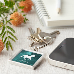 Teal Unicorn Personalised Keychain