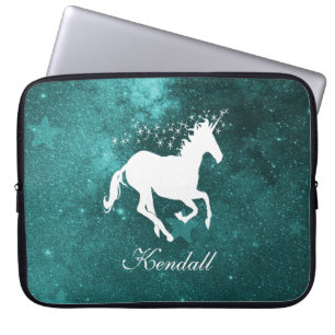 Teal Unicorn Personalised Laptop Sleeve