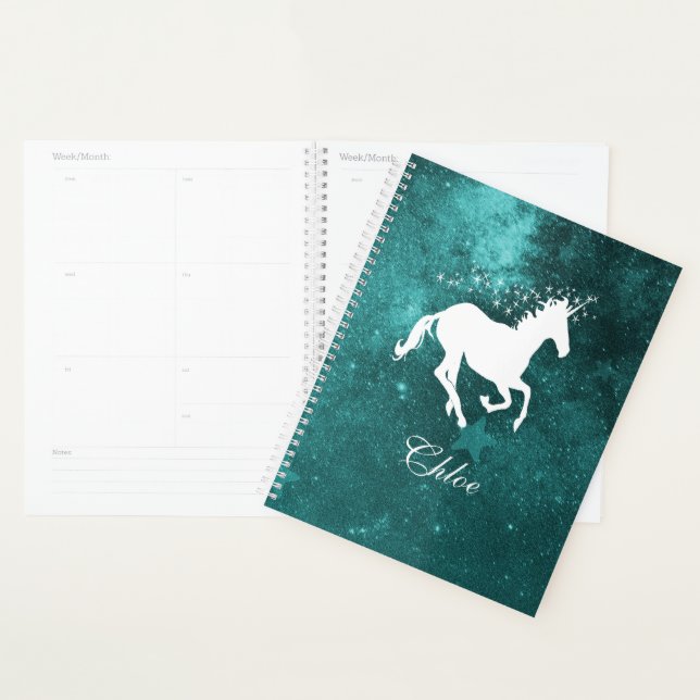 Teal Unicorn Personalised Planner (Display)