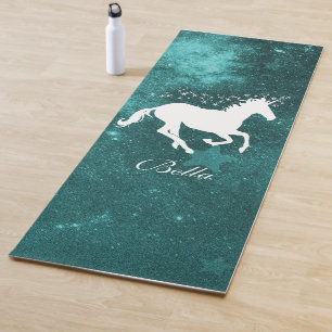Teal Unicorn Personalised Yoga Mat