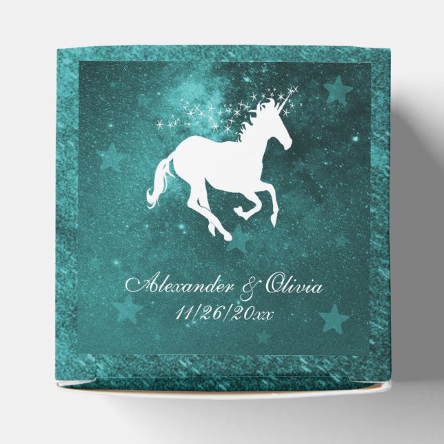 Teal Unicorn Wedding Favour Box (Top)