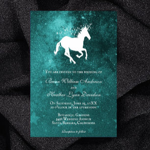 Teal Unicorn Wedding Invitation