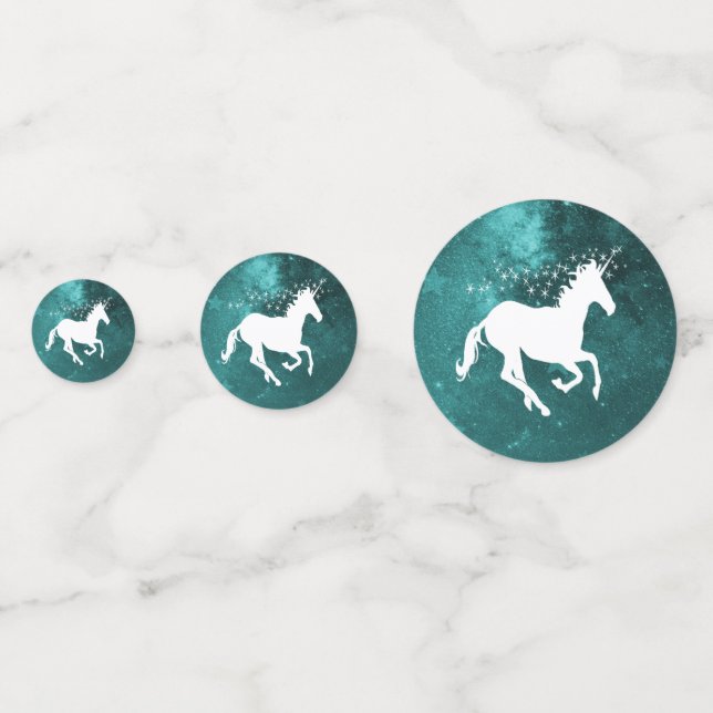 Teal Unicorn Wedding Table Confetti (Fronts)